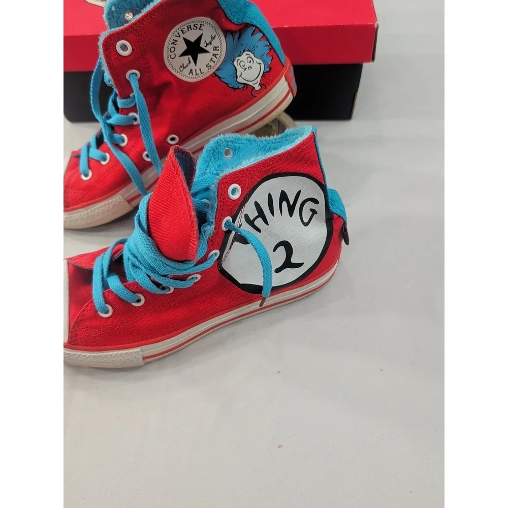 Rare Converse Hi Top Dr. Seuss Hook Thing One Thing Two Size 5 Junior - Picture 2 of 8